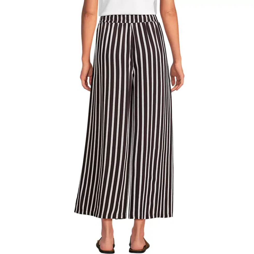 Women's Creaseless High Rise Palazzo Crop Pants