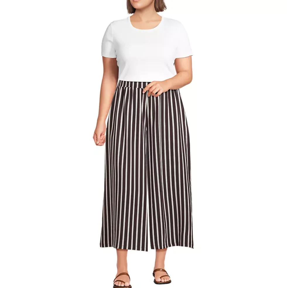 Women's Creaseless High Rise Palazzo Crop Pants