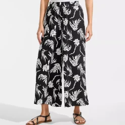 Women's Creaseless High Rise Palazzo Crop Pants