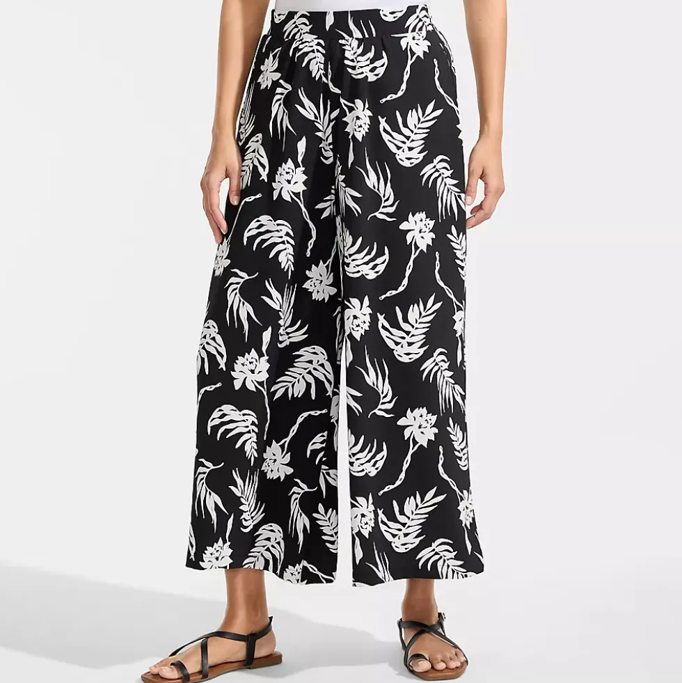 Women's Creaseless High Rise Palazzo Crop Pants