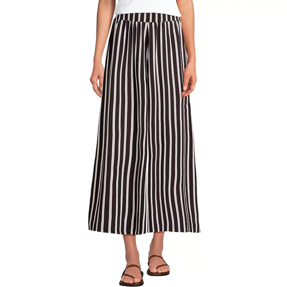 Women's Creaseless High Rise Palazzo Crop Pants