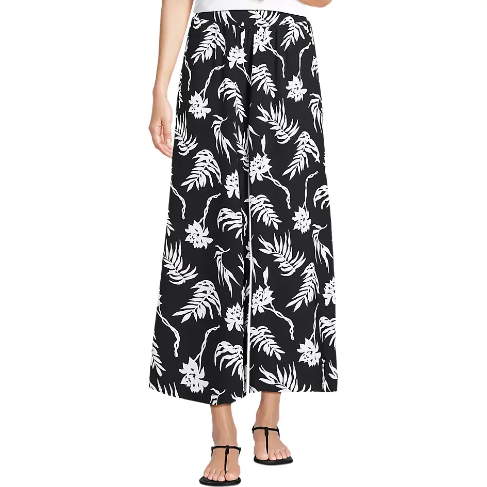 Women's Creaseless High Rise Palazzo Crop Pants