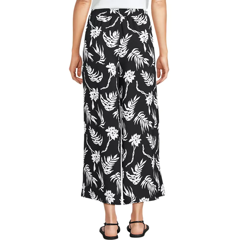 Women's Creaseless High Rise Palazzo Crop Pants