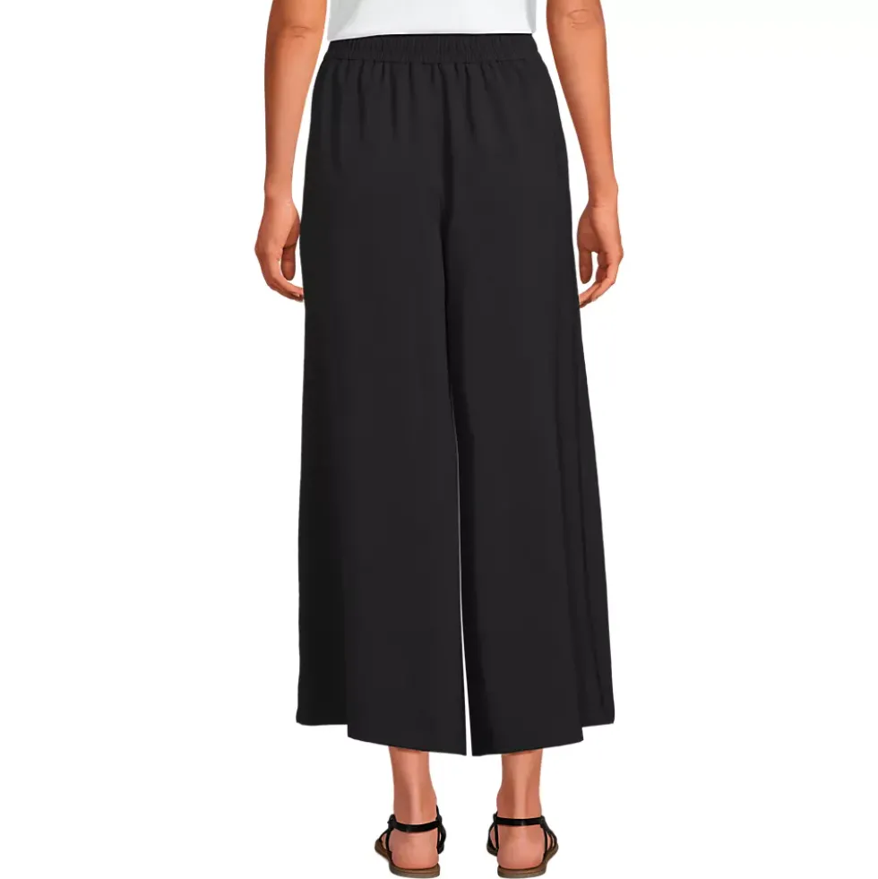 Women's Creaseless High Rise Palazzo Crop Pants