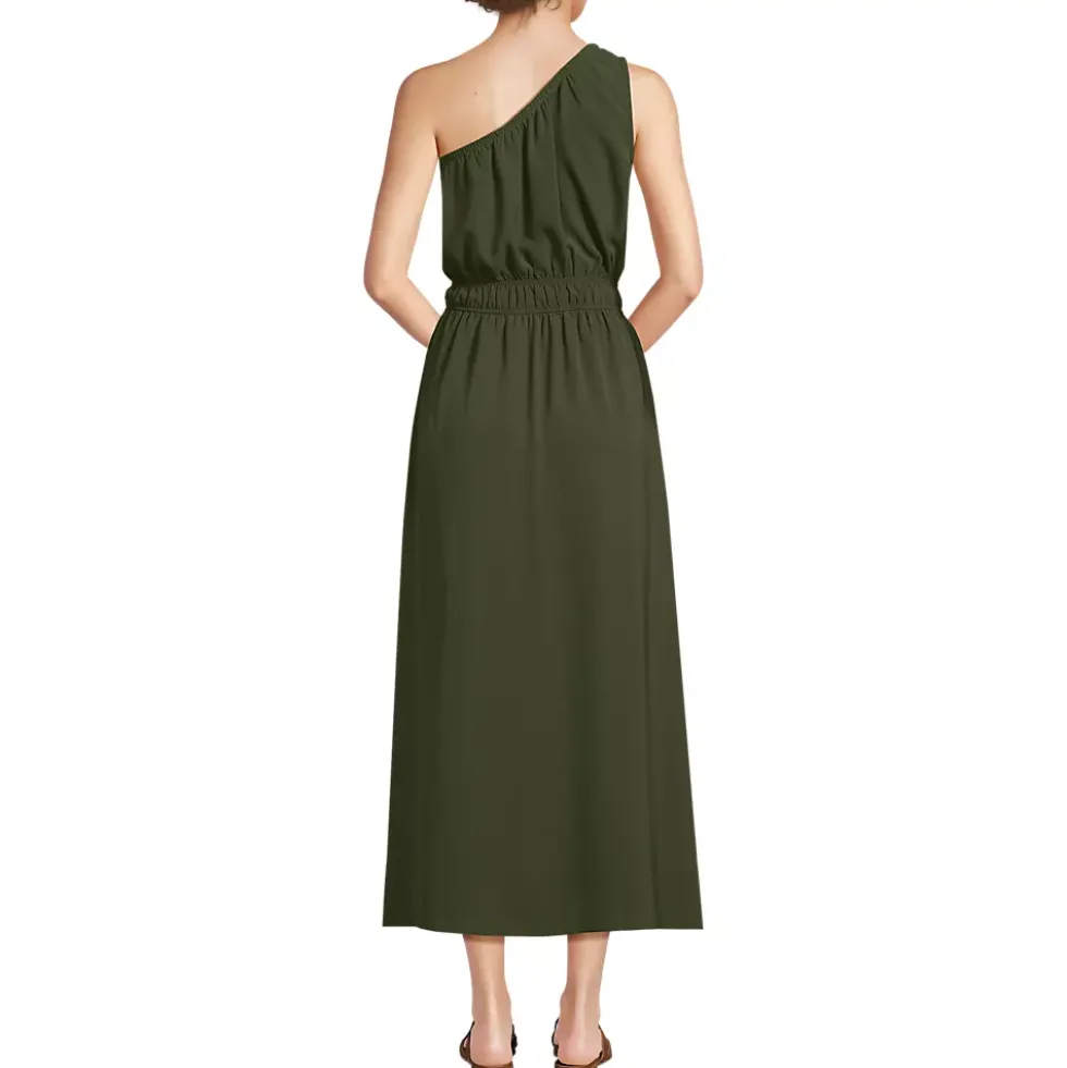 Women's Creaseless One Shoulder Midi Dress