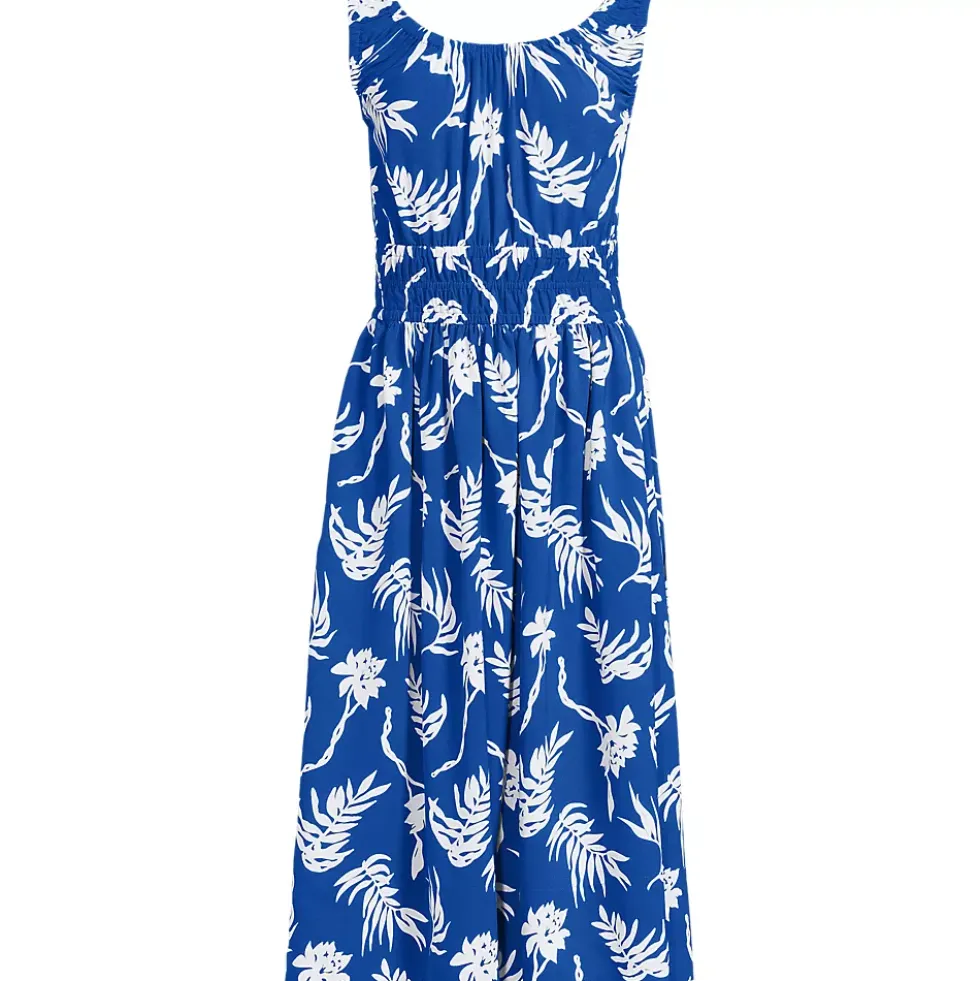 Women's Creaseless Scoop Neck Smocked Midi Dress