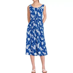Women's Creaseless Scoop Neck Smocked Midi Dress