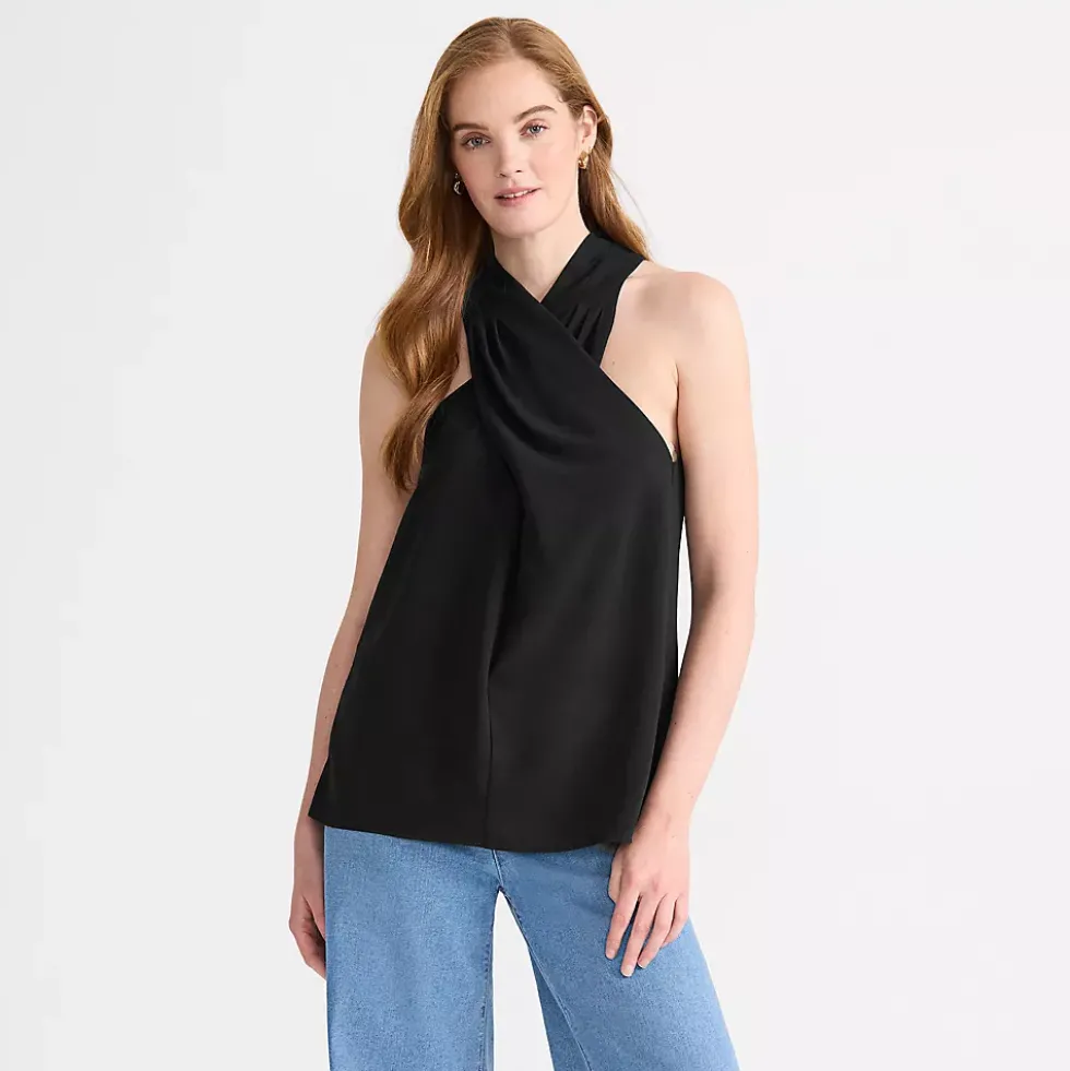 Women's Creaseless Twist Front Halter Top