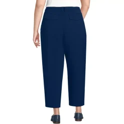 Women's Crepe High Rise Pleated Barrel Leg Ankle Pants