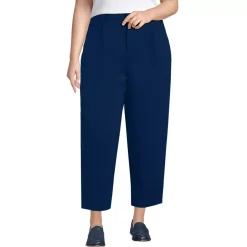 Women's Crepe High Rise Pleated Barrel Leg Ankle Pants