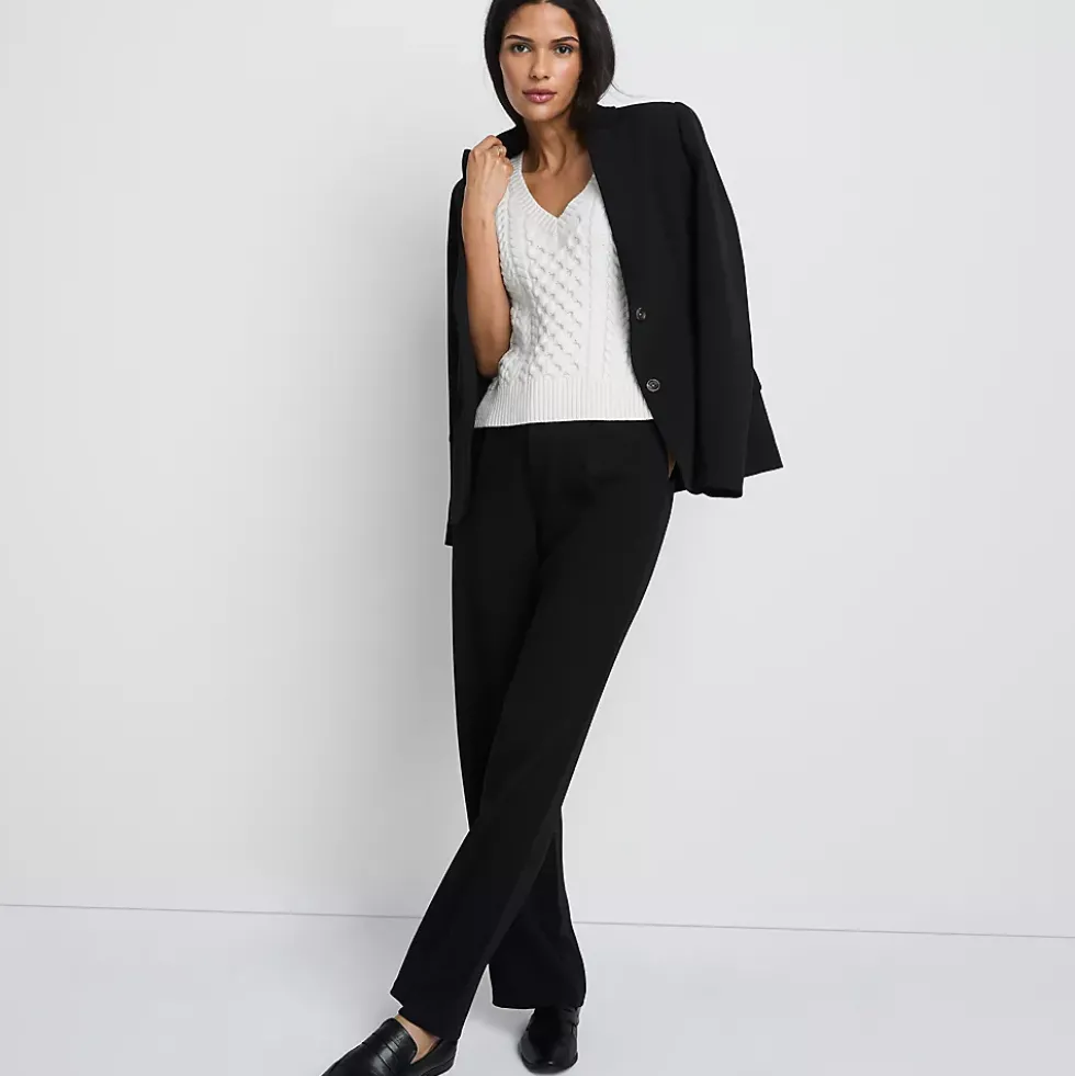 Women's Crepe High Rise Pleated Wide Leg Pants