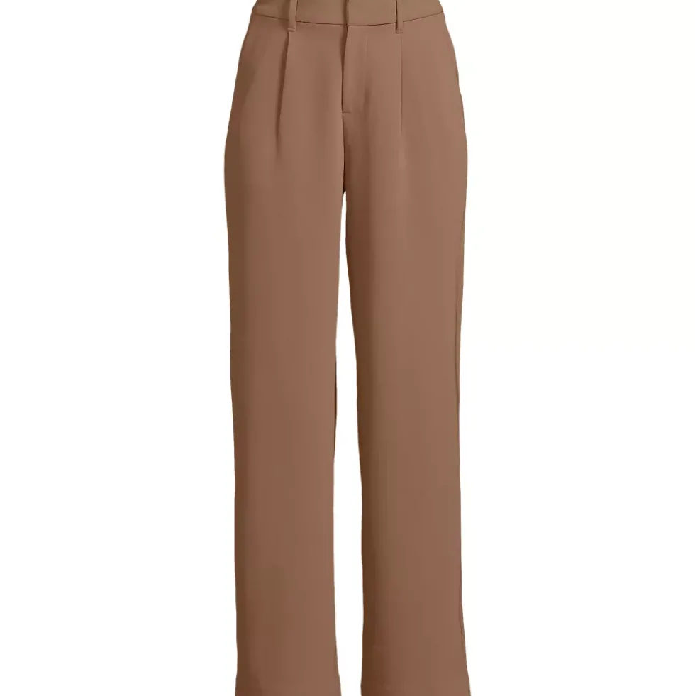 Women's Crepe High Rise Pleated Wide Leg Pants