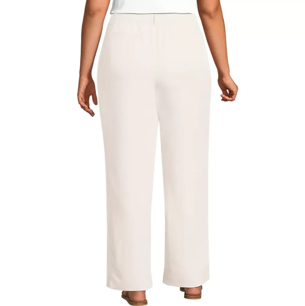 Women's Crepe High Rise Pleated Wide Leg Pants