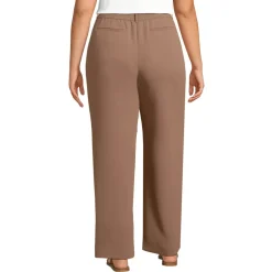 Women's Crepe High Rise Pleated Wide Leg Pants
