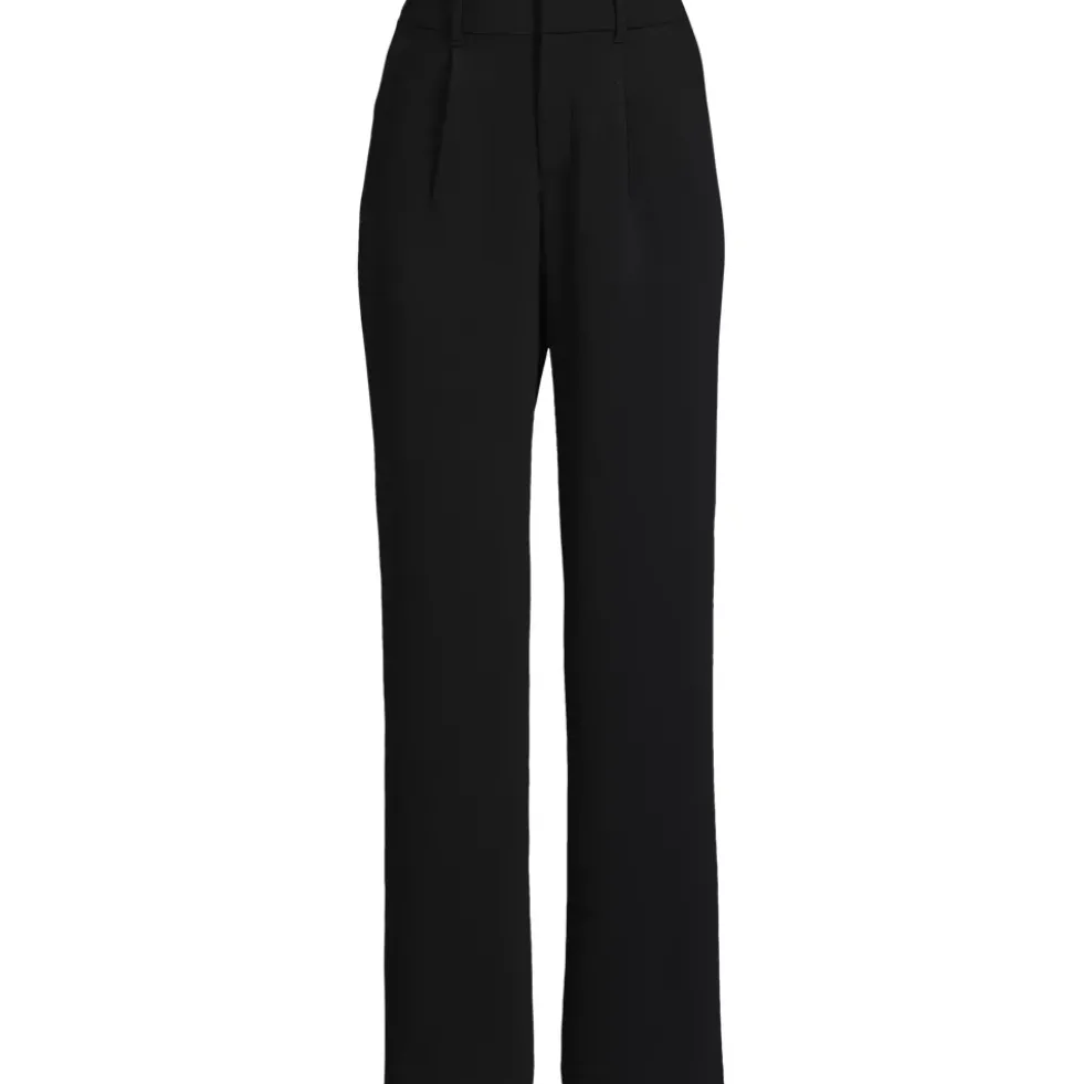 Women's Crepe High Rise Pleated Wide Leg Pants