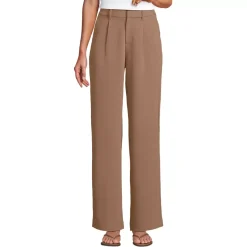 Women's Crepe High Rise Pleated Wide Leg Pants