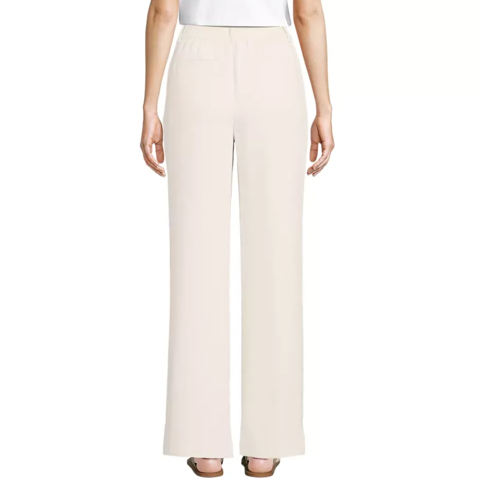 Women's Crepe High Rise Pleated Wide Leg Pants