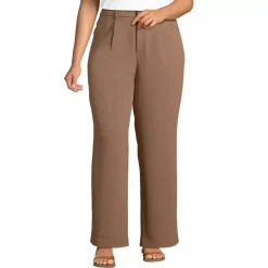 Women's Crepe High Rise Pleated Wide Leg Pants