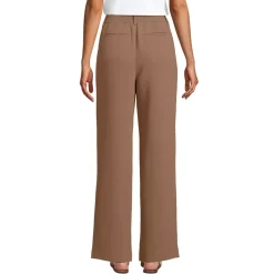 Women's Crepe High Rise Pleated Wide Leg Pants
