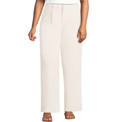 Women's Crepe High Rise Pleated Wide Leg Pants