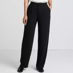 Women's Crepe High Rise Pleated Wide Leg Pants