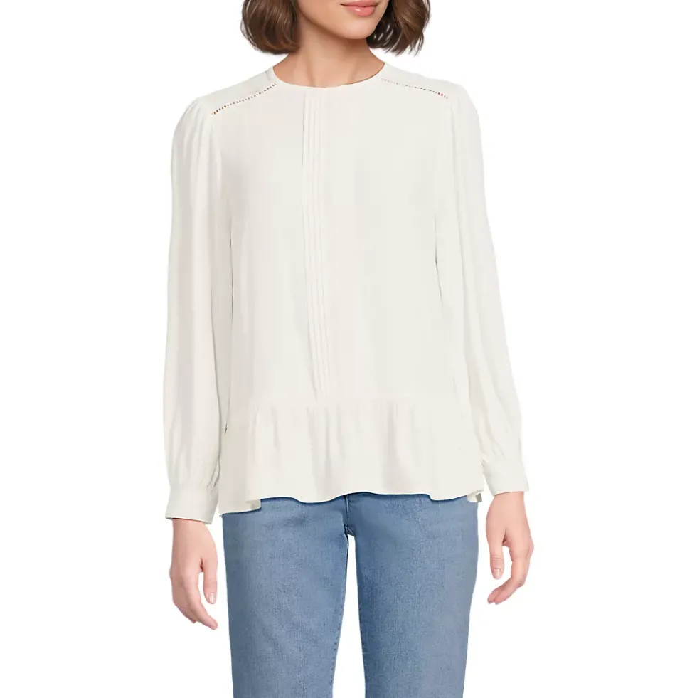 Women's Crepe Pintuck Peplum Top