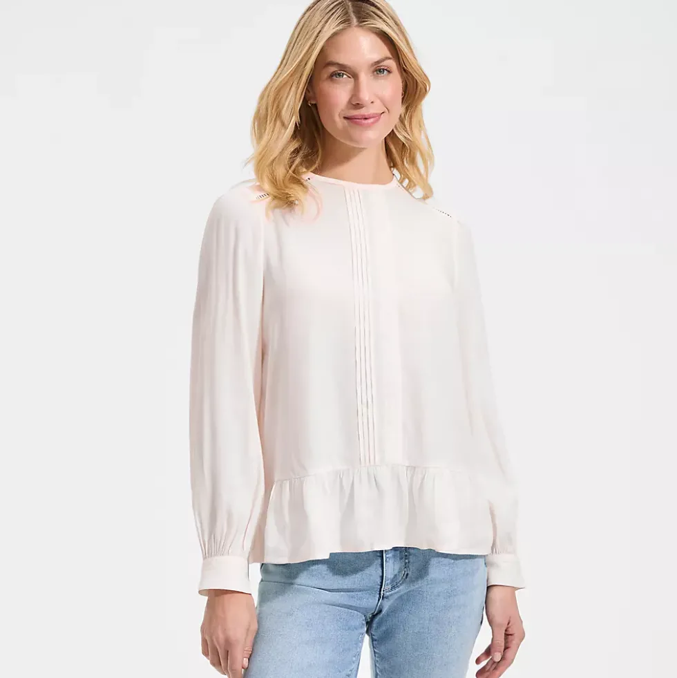 Women's Crepe Pintuck Peplum Top