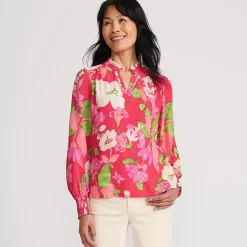 Women's Crepe Split Neck Popover Top