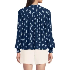 Women's Crepe Split Neck Popover Top