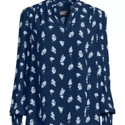 Women's Crepe Split Neck Popover Top