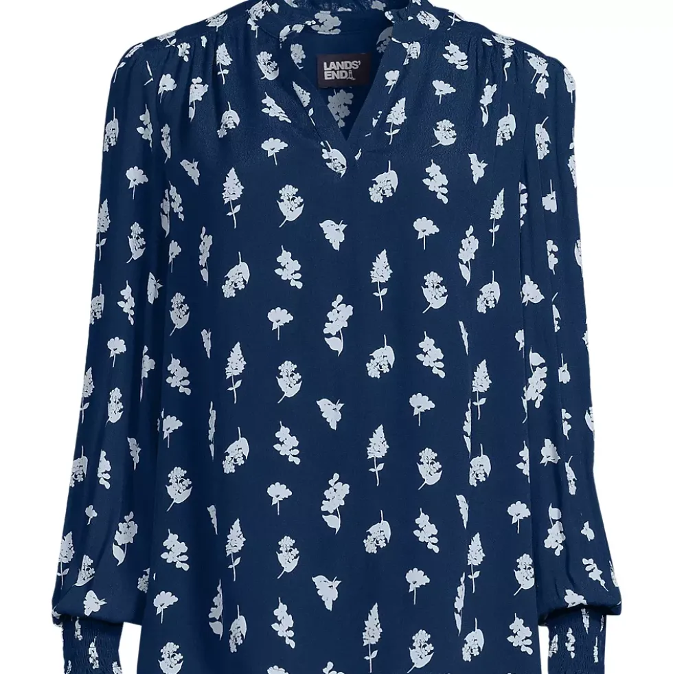 Women's Crepe Split Neck Popover Top