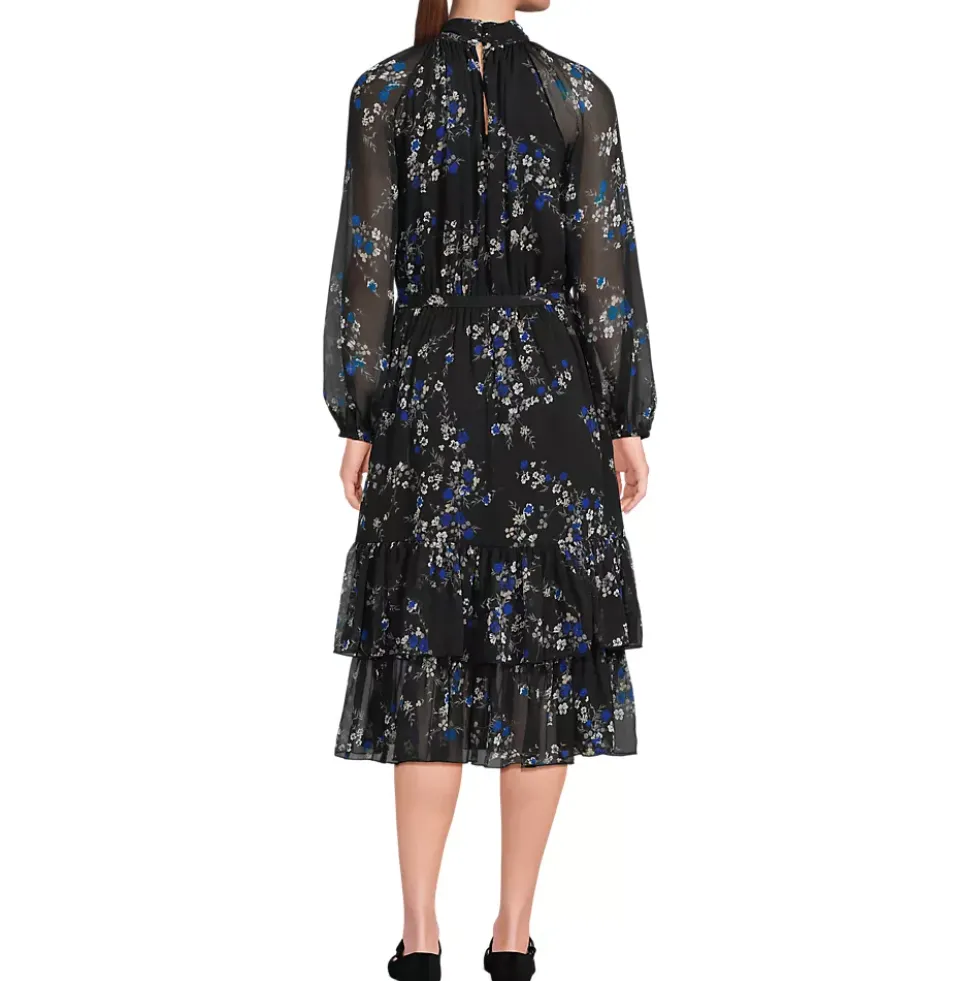 Women's Crinkle Chiffon Ruffle Dress
