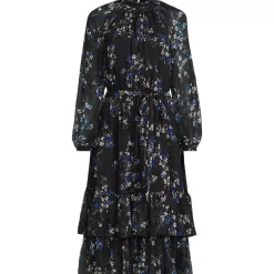 Women's Crinkle Chiffon Ruffle Dress