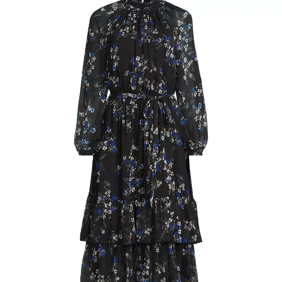 Women's Crinkle Chiffon Ruffle Dress