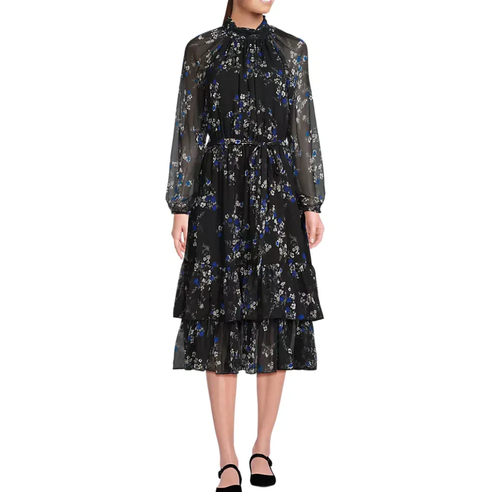 Women's Crinkle Chiffon Ruffle Dress