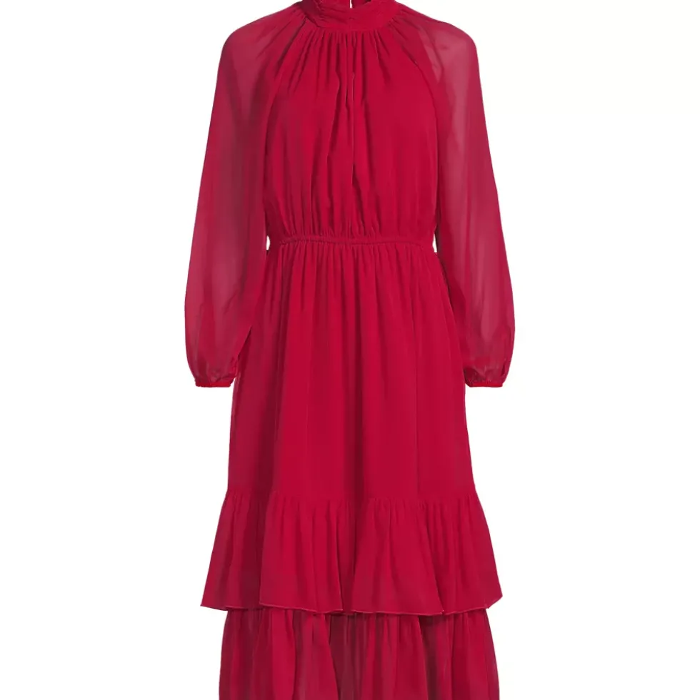 Women's Crinkle Chiffon Ruffle Dress