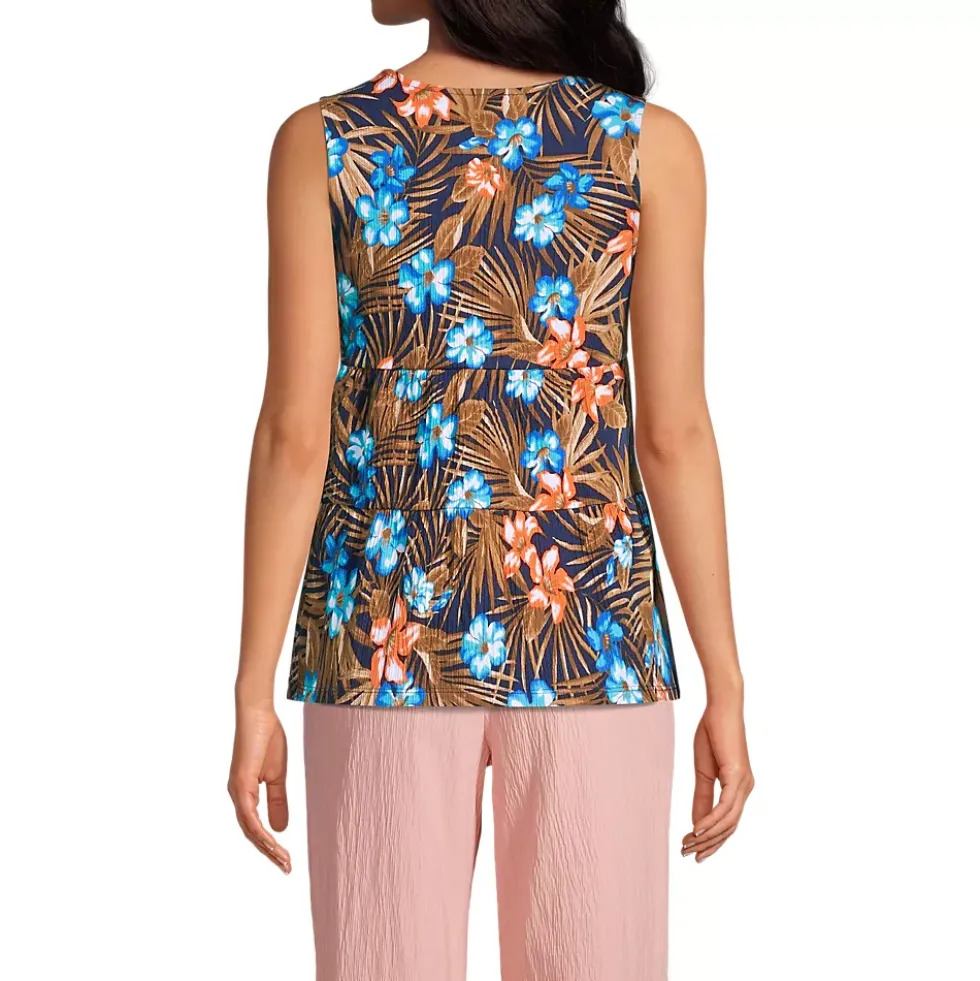 Women's Crinkle Knit Tiered Tank Top