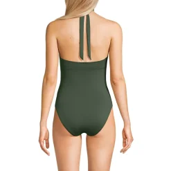Women's Criss Cross Halter One Piece Swimsuit