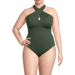 Women's Criss Cross Halter One Piece Swimsuit