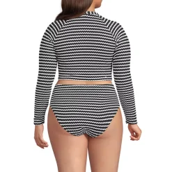 Women's Crochet Long Sleeve Bikini Top and High Waisted Bottoms Swimsuit Set