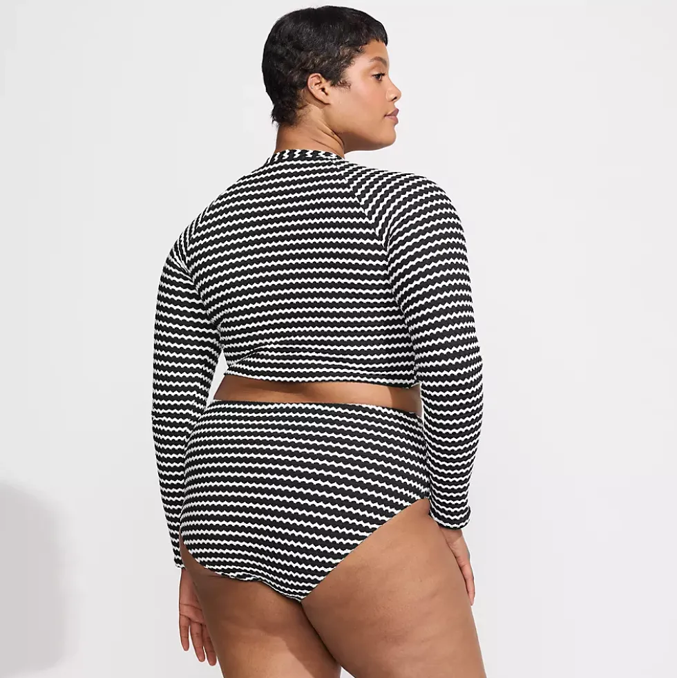 Women's Crochet Long Sleeve Bikini Top and High Waisted Bottoms Swimsuit Set