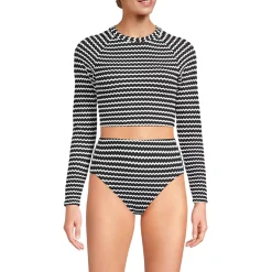 Women's Crochet Long Sleeve Bikini Top and High Waisted Bottoms Swimsuit Set
