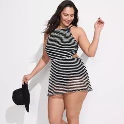 Women's Crochet Monokini Swim Dress Swimsuit