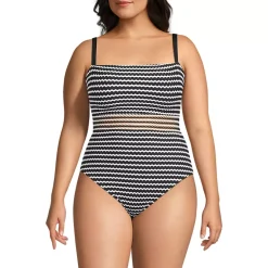 Women's Crochet Square Neck High Leg One Piece Swimsuit
