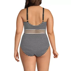 Women's Crochet Square Neck High Leg One Piece Swimsuit