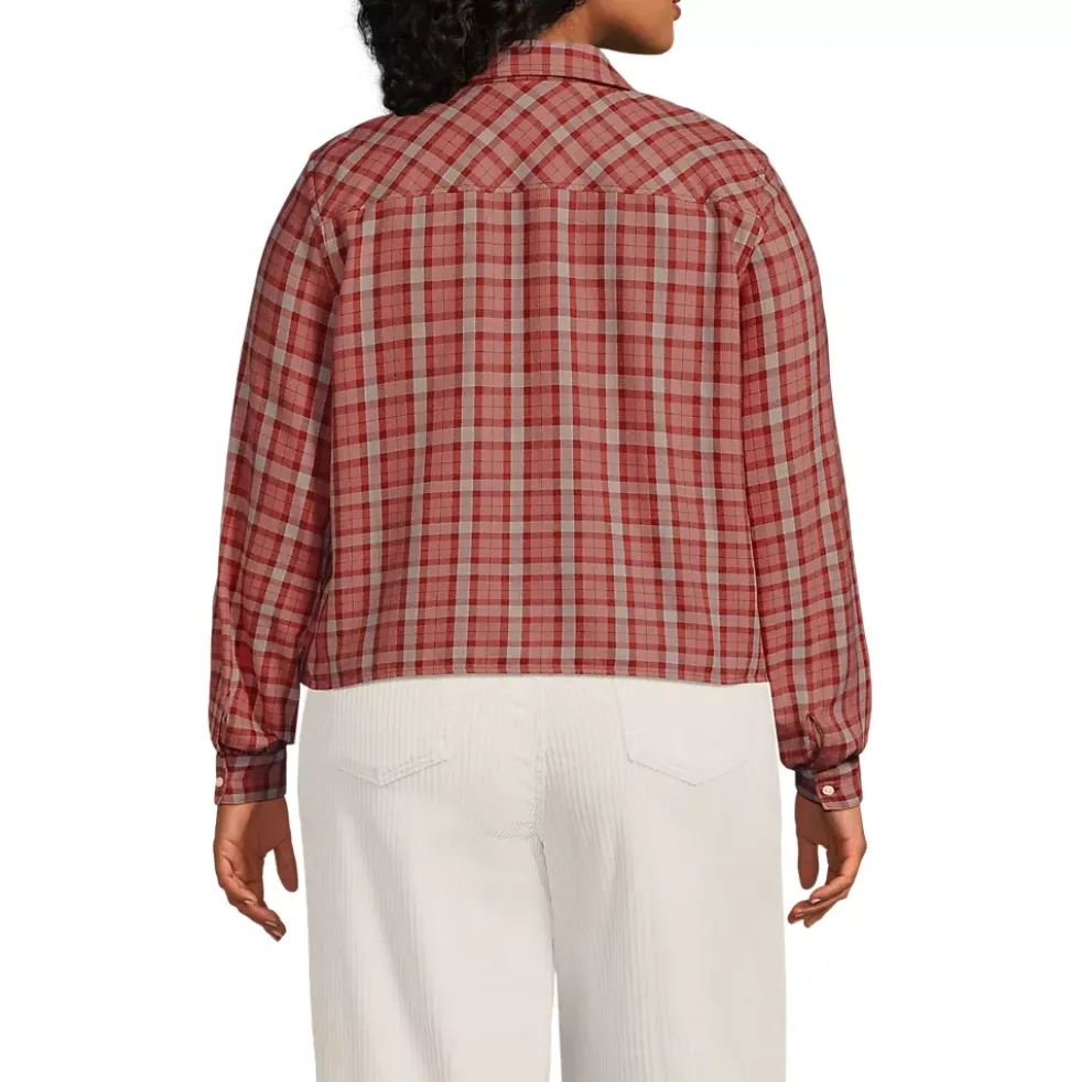Women's Cropped Flannel Shirt