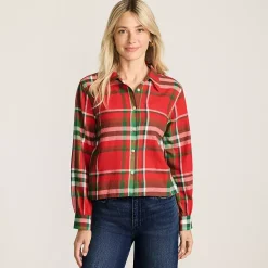Women's Cropped Flannel Shirt
