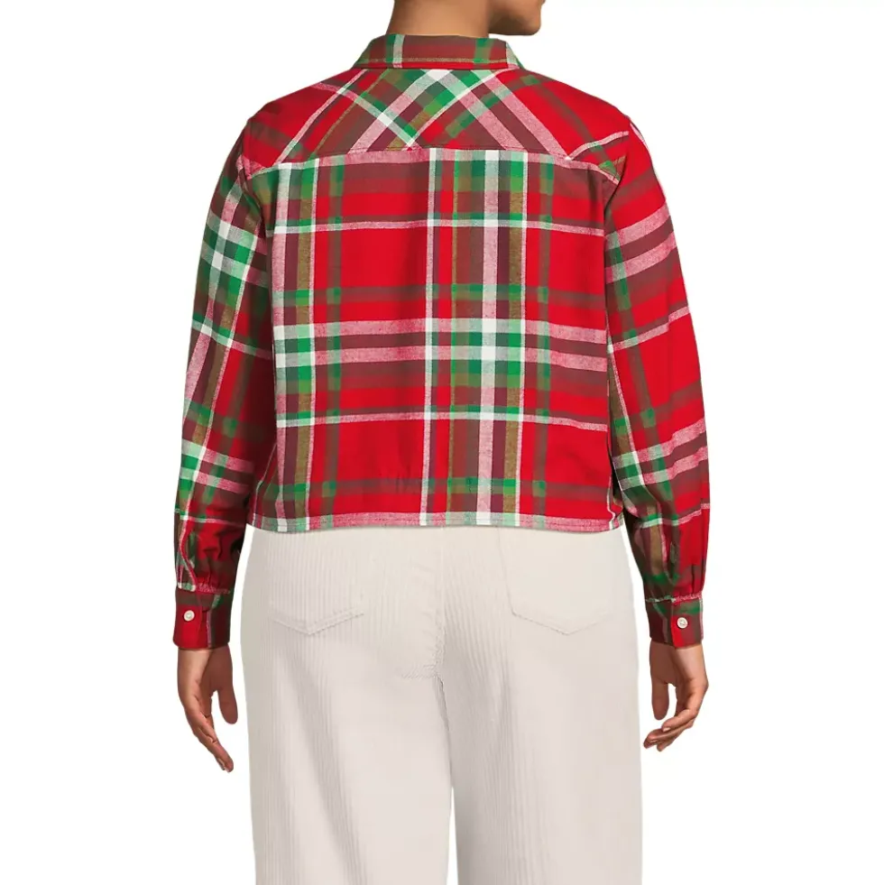 Women's Cropped Flannel Shirt