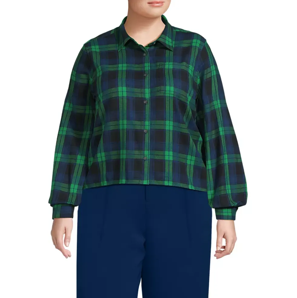 Women's Cropped Flannel Shirt