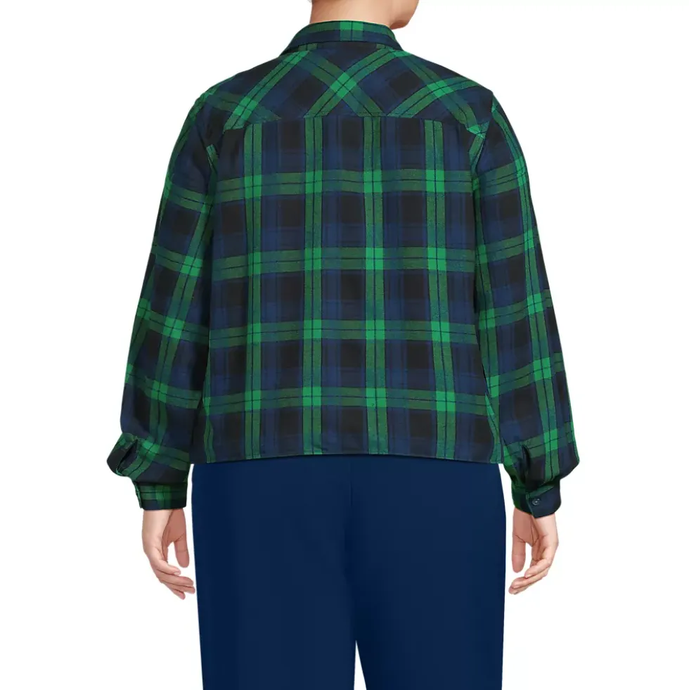 Women's Cropped Flannel Shirt